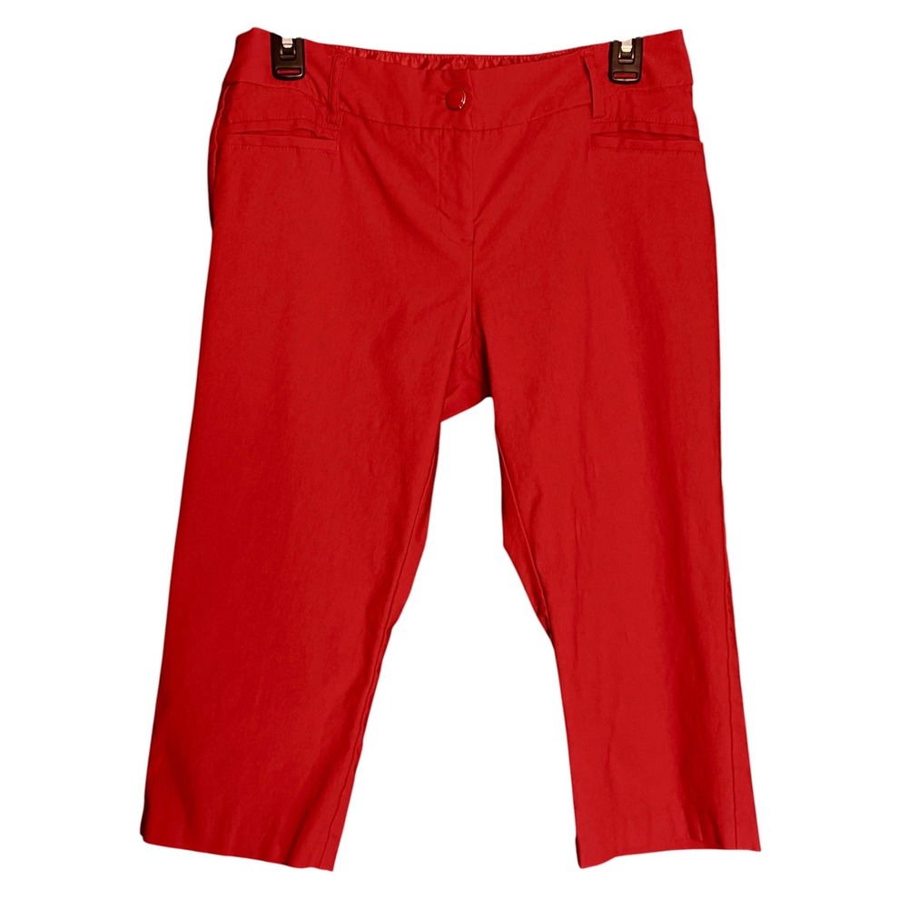 SOHO Apparel Red Capri Pants 8P Petite Stretch Cropped Ankle Dress Workwear